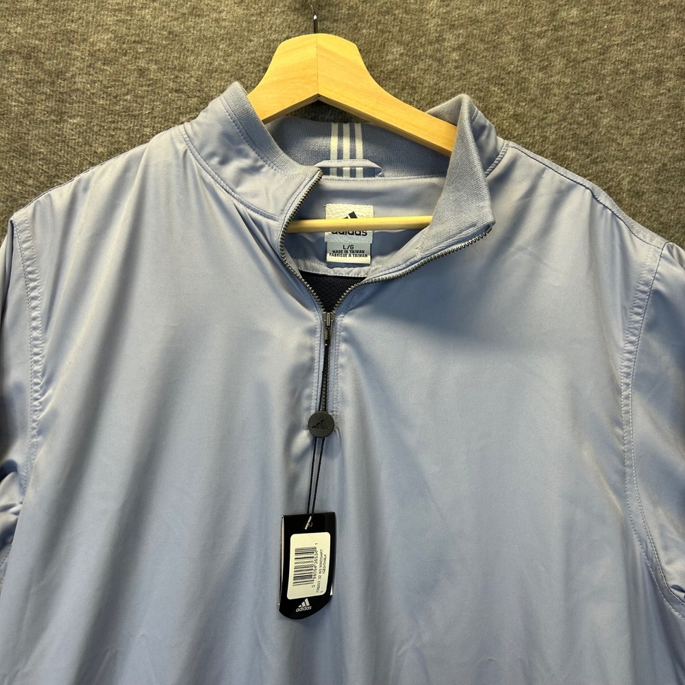 Adidas ClimaShell Windshirt Mens Large Blue 1/4 Zip Pullover Jacket 726203 NEW